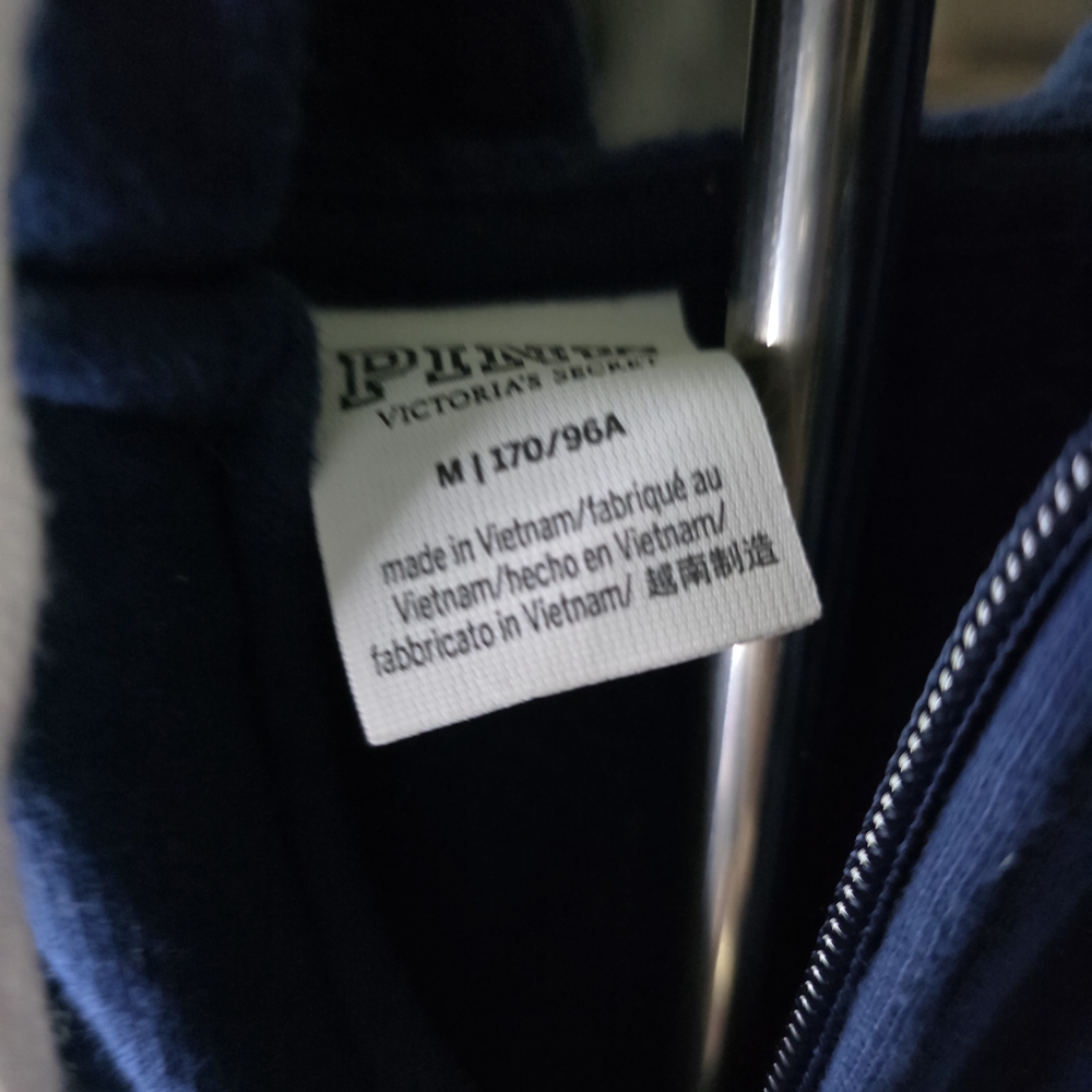 Victoria K Navy Hoodie with White PINK Logo - Picture 3 of 3